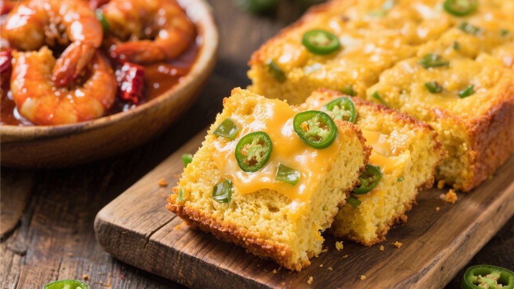 spicy cornbread complements shrimp