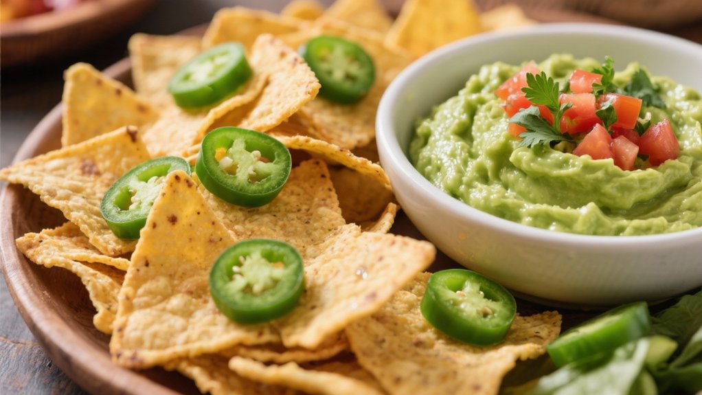 spicy nachos with toppings