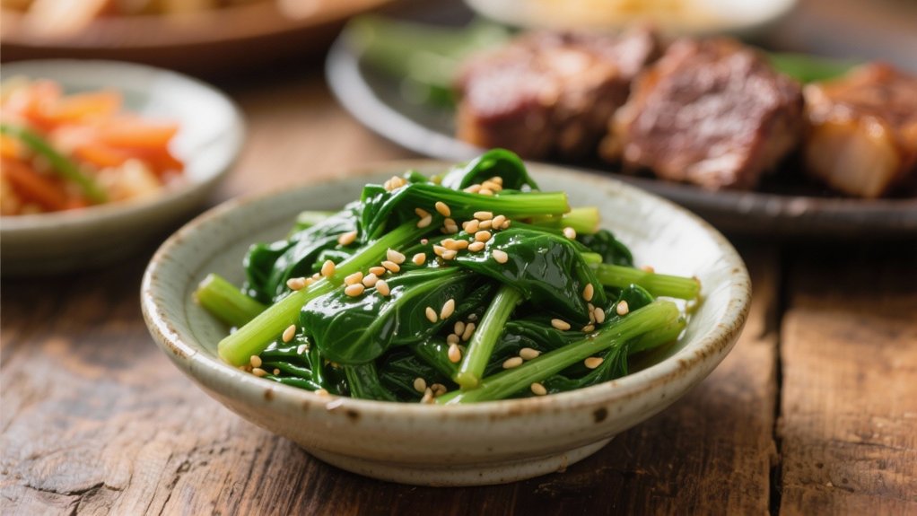 spinach seasoned with sesame