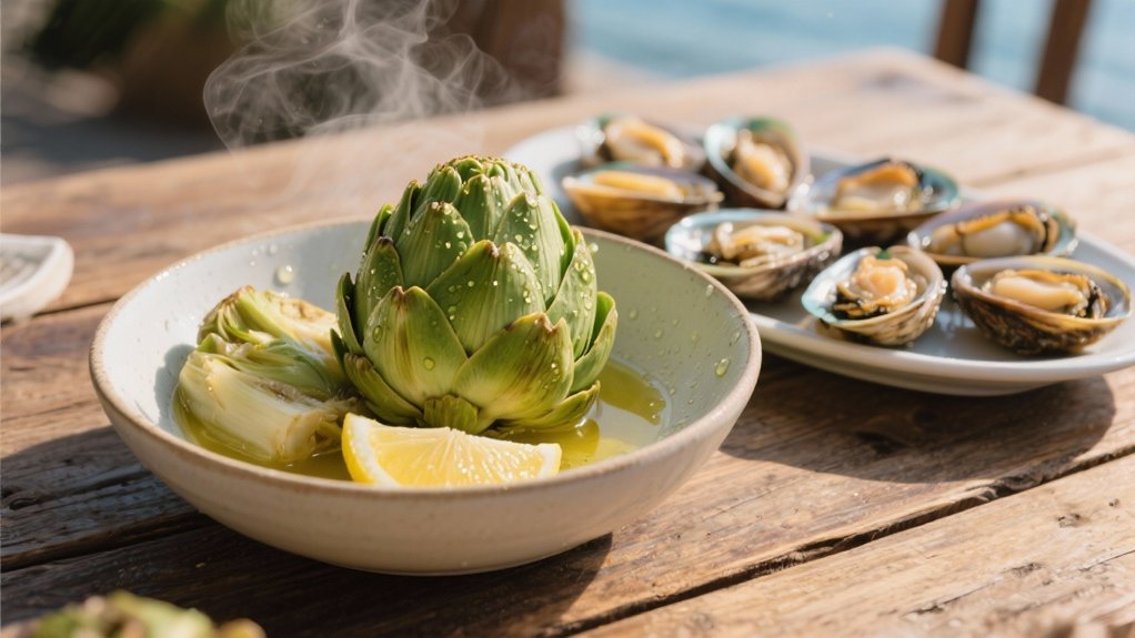 steamed artichokes with clams