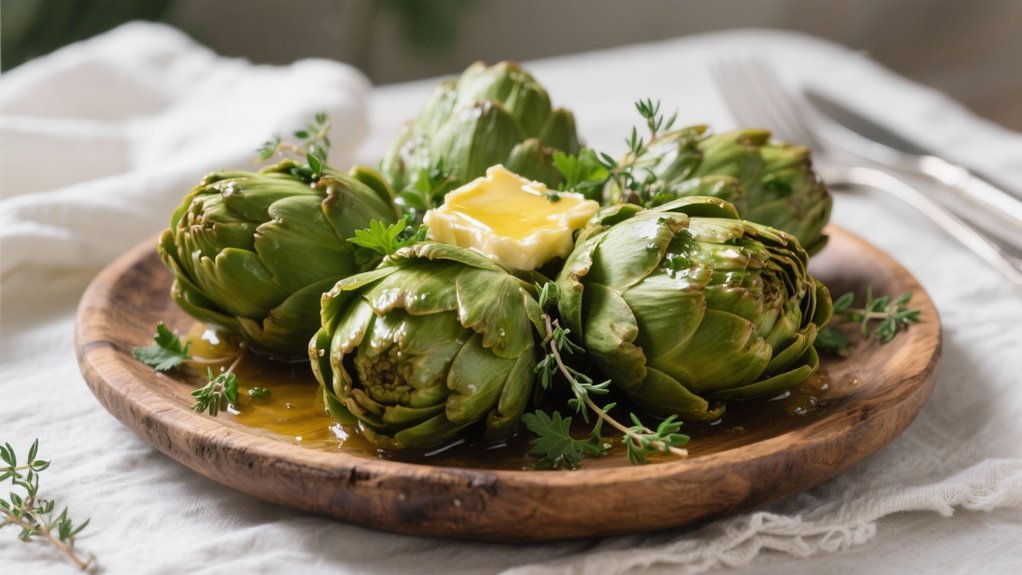 steamed artichokes with herb butter
