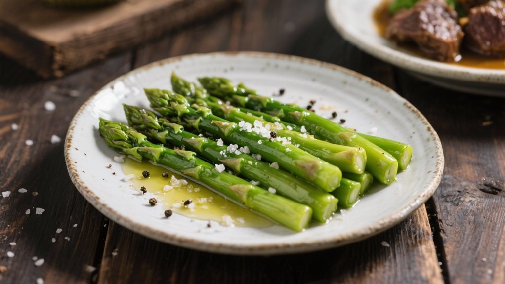 steamed asparagus complements lamb