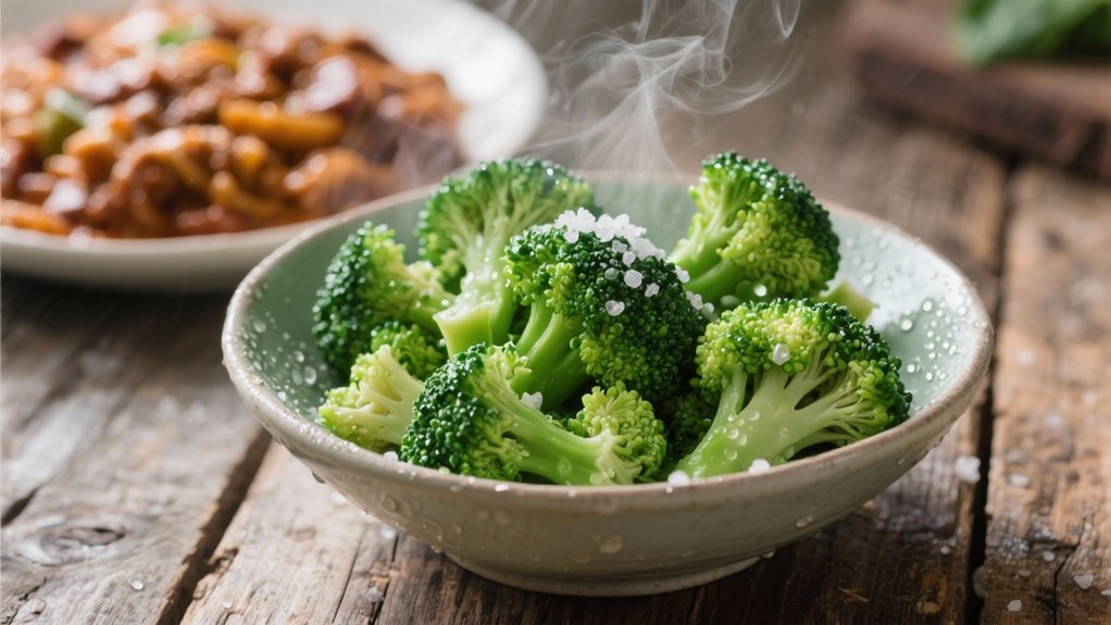 steamed broccoli enhances goulash