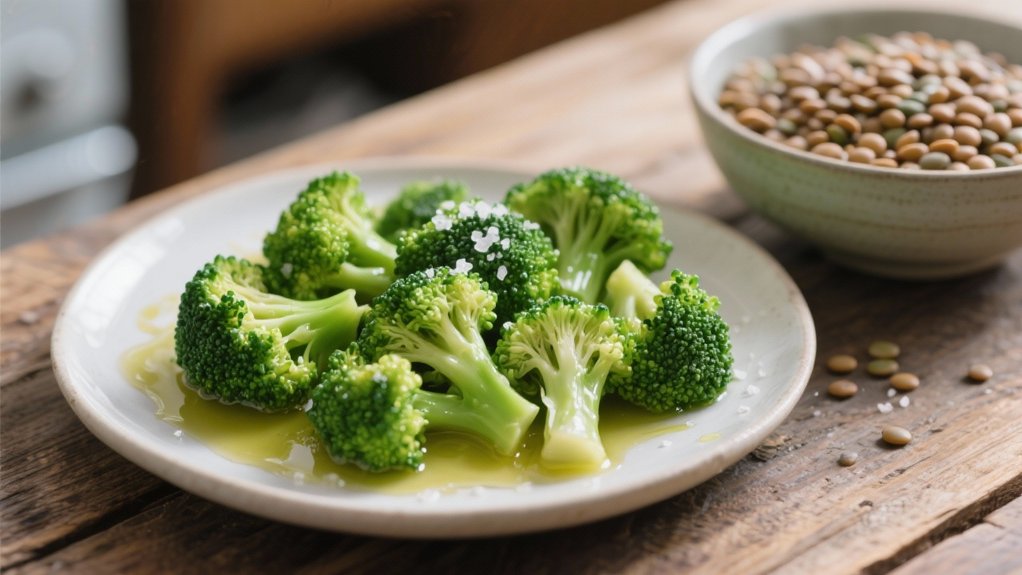 steamed broccoli enhances lentils