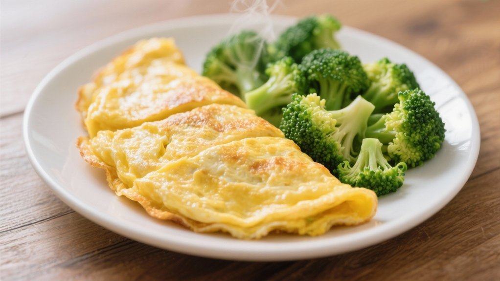 steamed broccoli enhances omelettes