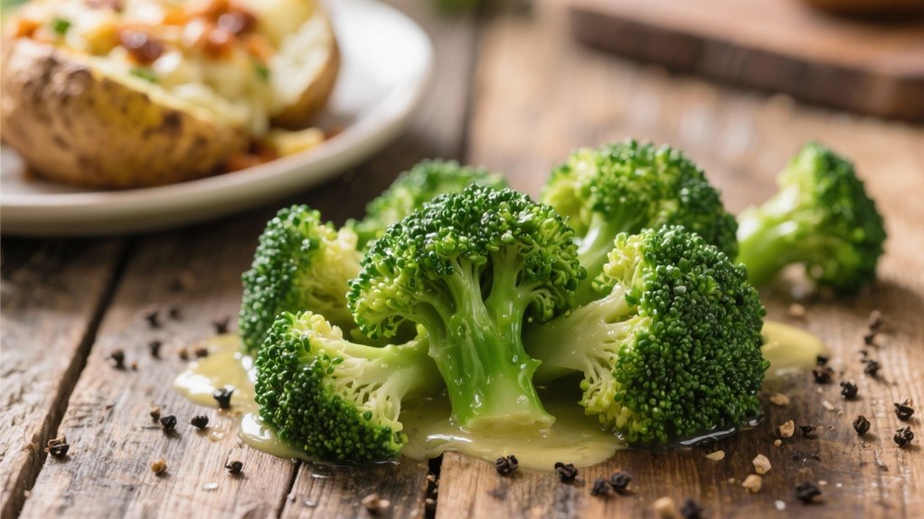 steamed broccoli enhances potatoes