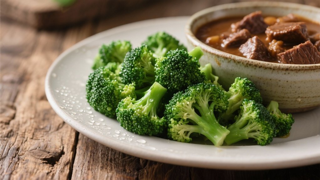 steamed broccoli enhances stews