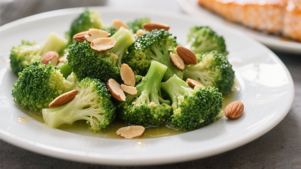 steamed broccoli with almonds