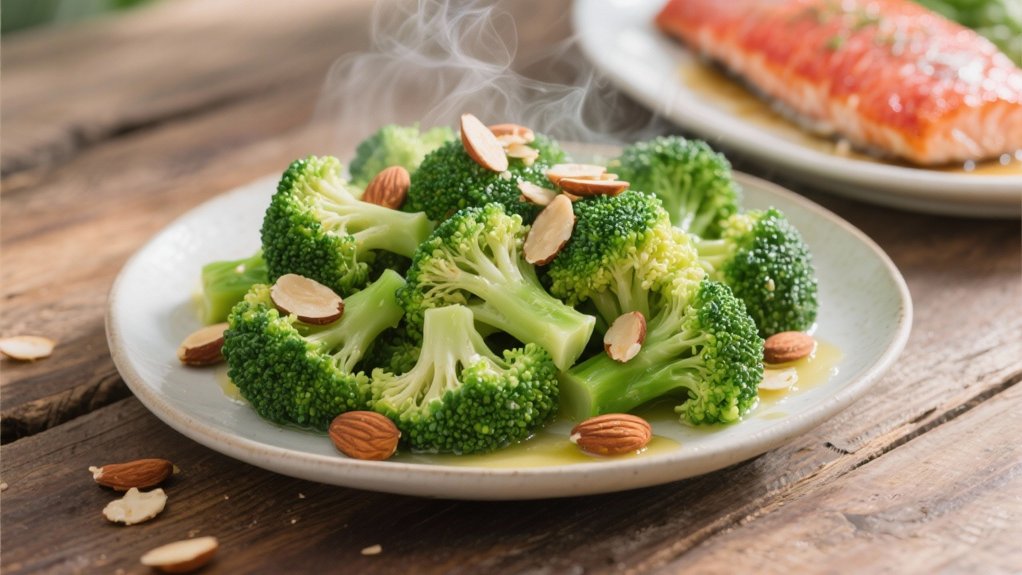steamed broccoli with almonds