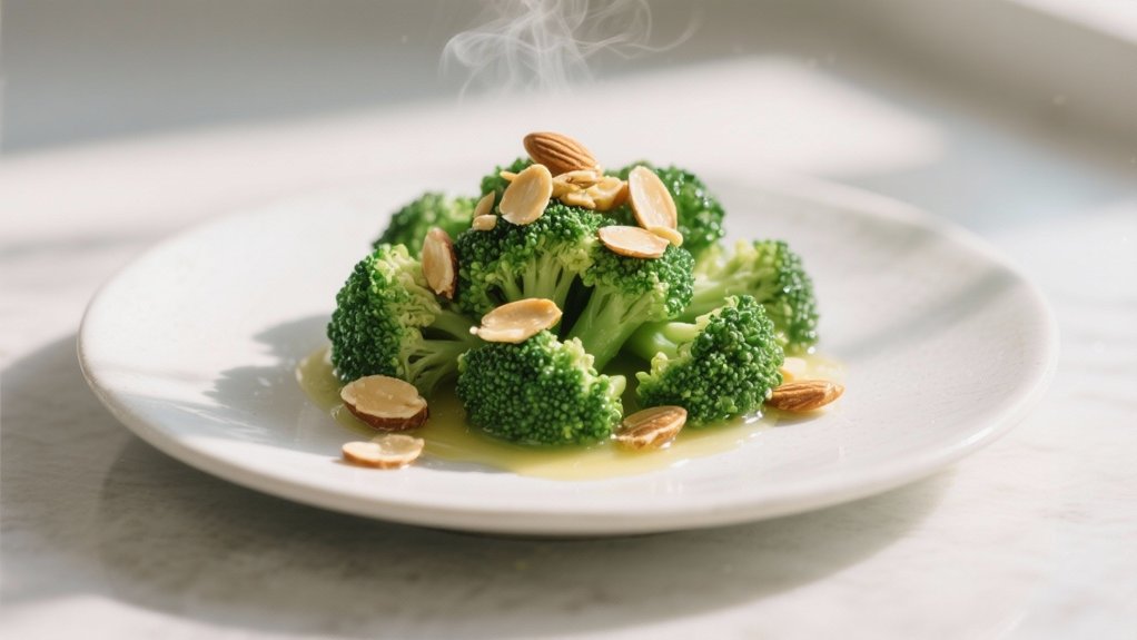 steamed broccoli with almonds