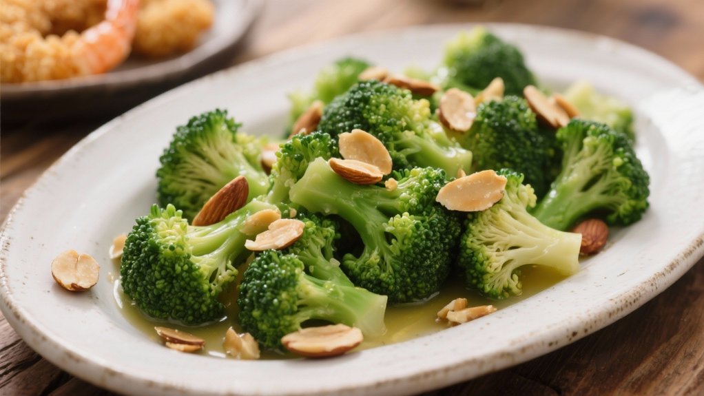 steamed broccoli with almonds