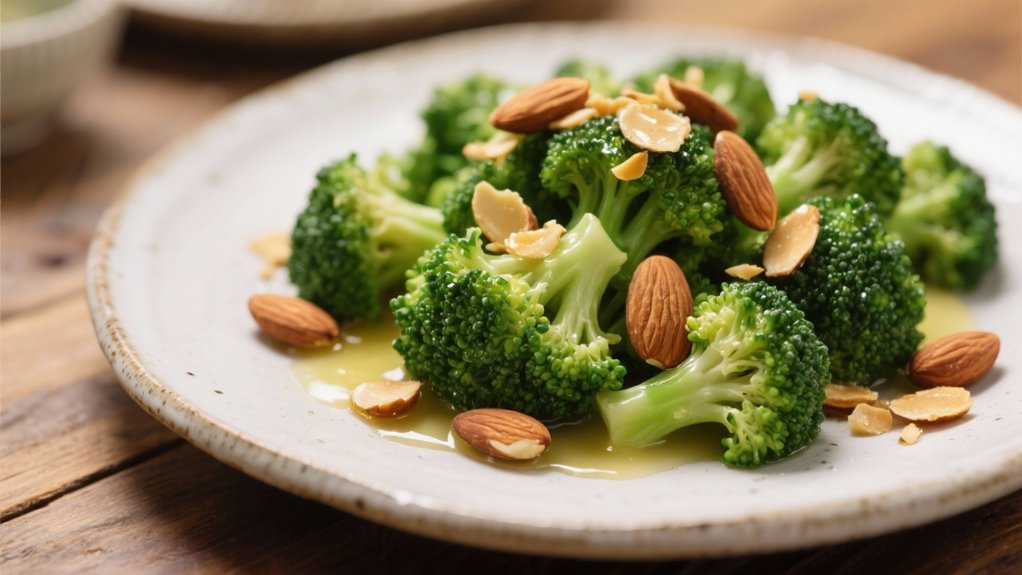 steamed broccoli with almonds
