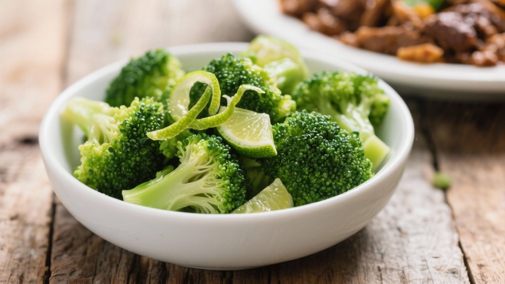 steamed broccoli with lime