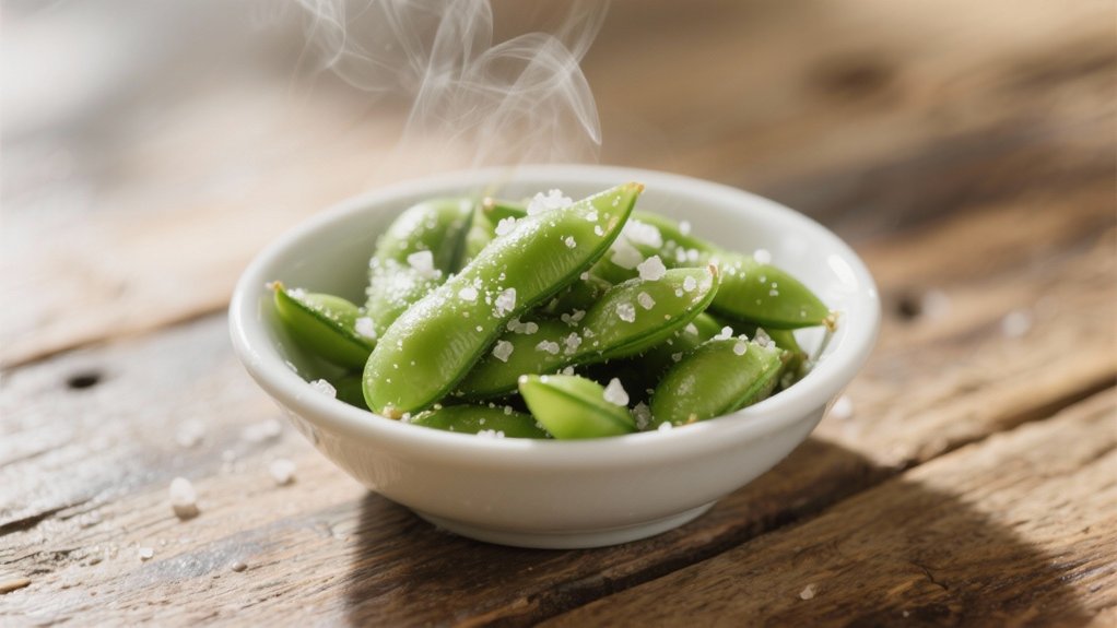 steamed edamame with salt