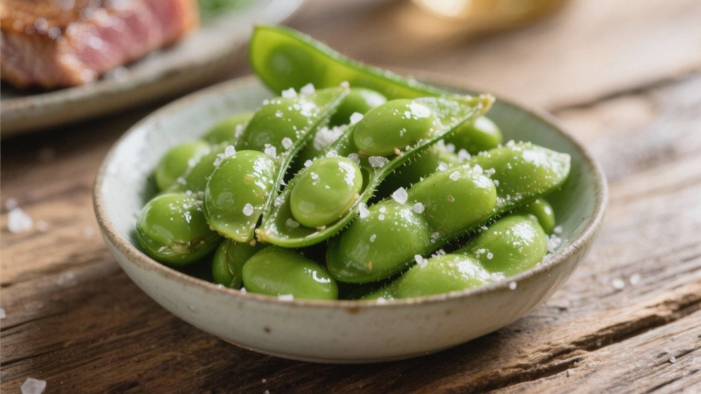 steamed edamame with sea salt
