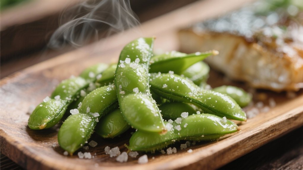 steamed edamame with sea salt