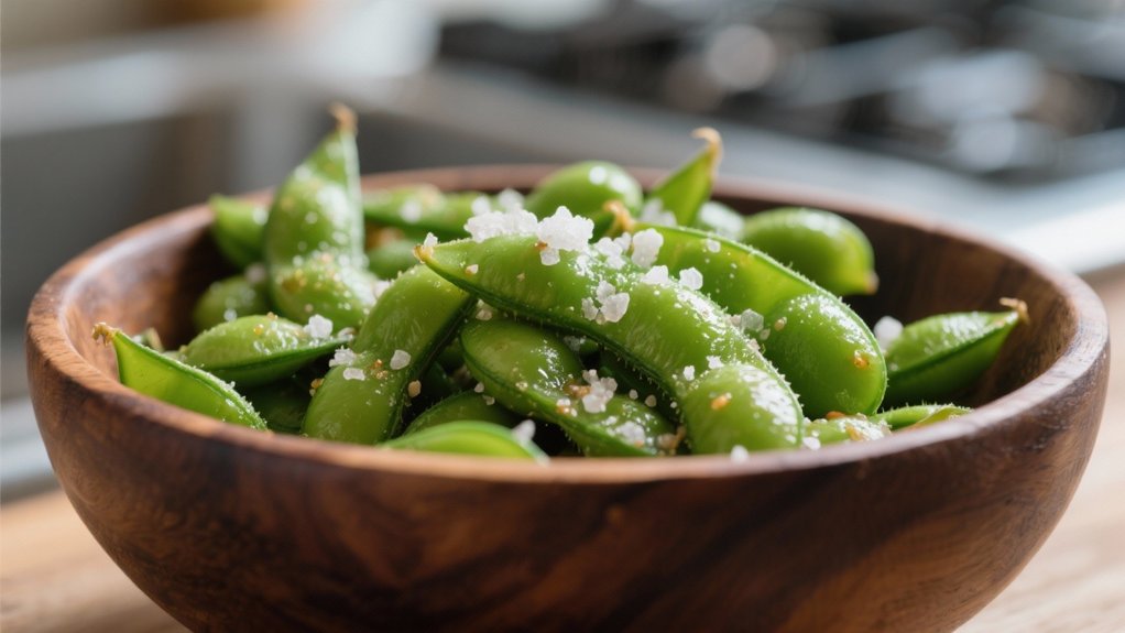 steamed edamame with sea salt