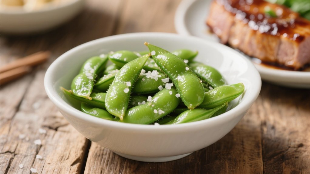 steamed edamame with teriyaki