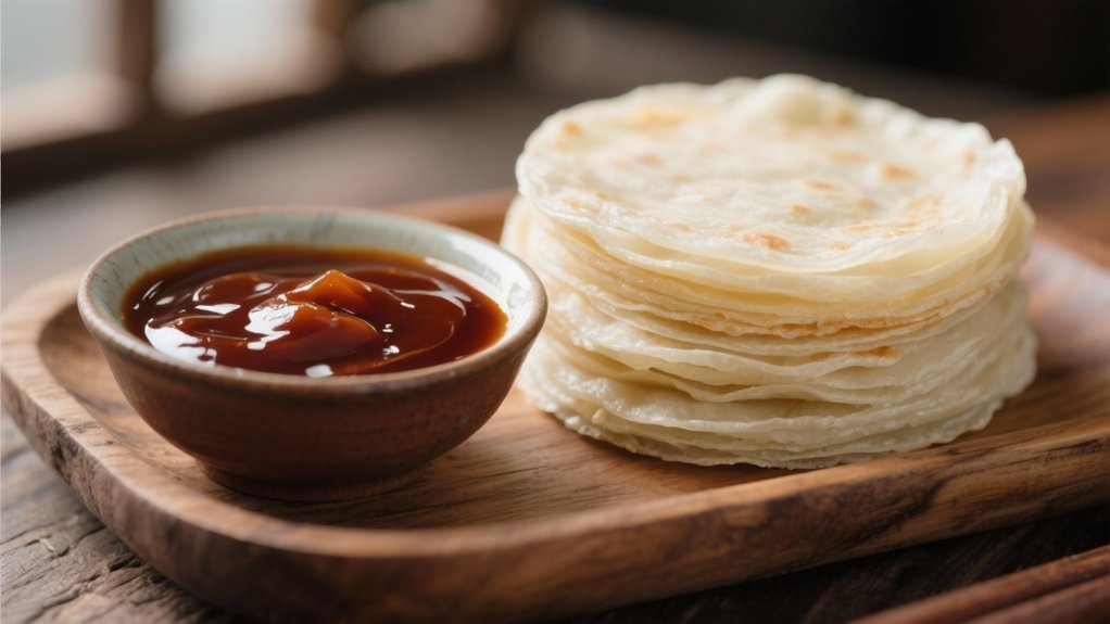 steamed pancakes with hoisin sauce