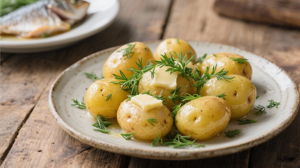 steamed potatoes with dill