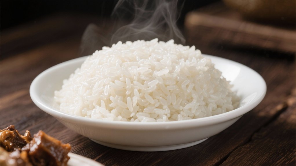 steamed rice complements oxtails