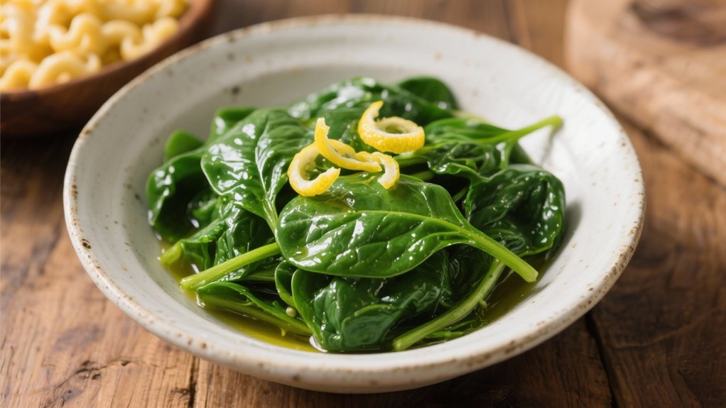 steamed spinach with lemon