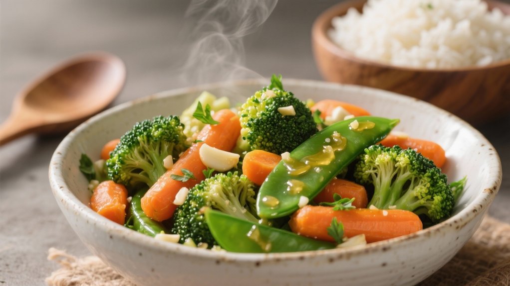 steamed vegetables with garlic butter