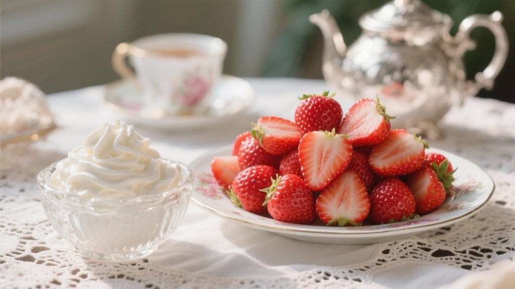 strawberries paired with cream