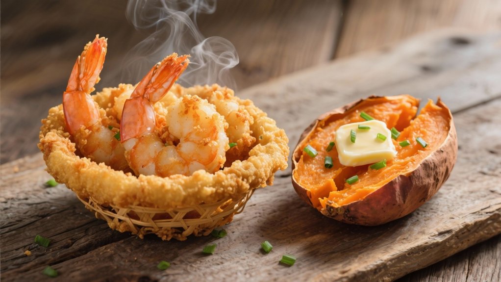 sweet potatoes complement shrimp
