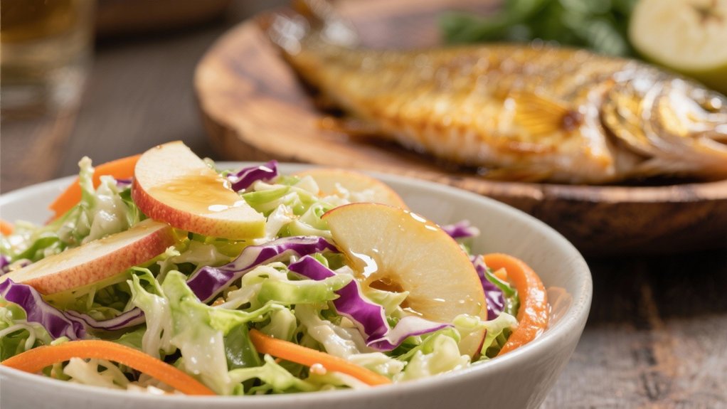 tangy coleslaw enhances walleye