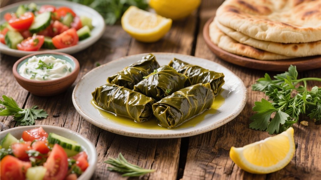 tangy mediterranean stuffed grape leaves