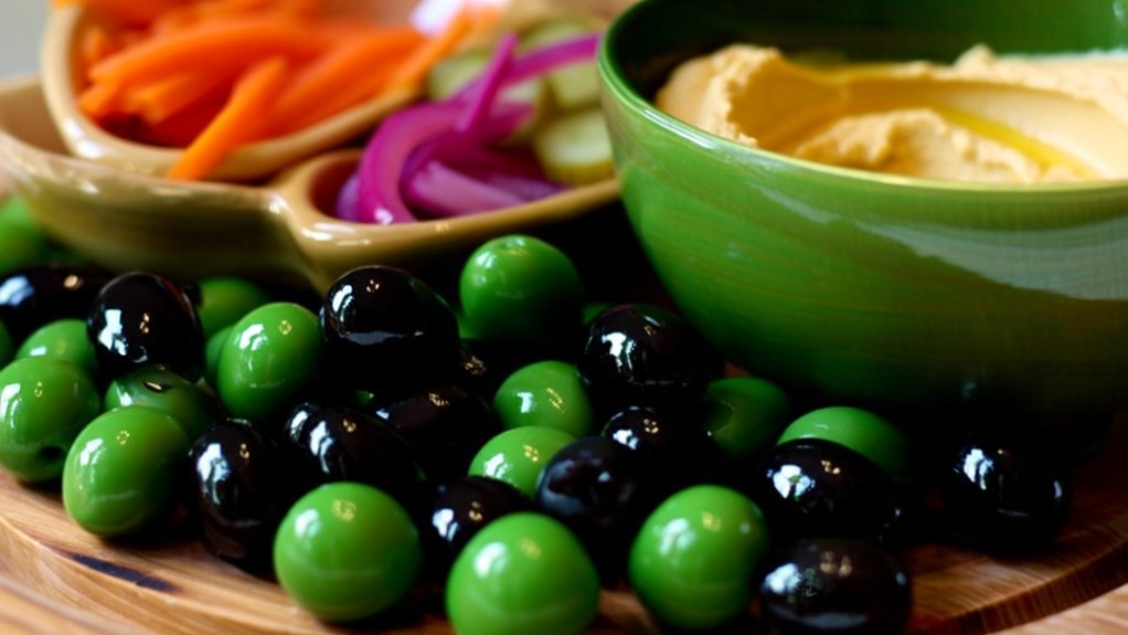 tangy olives and pickles