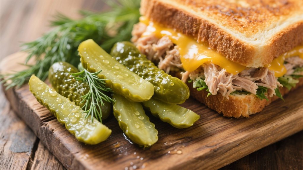 tangy pickle complements tuna