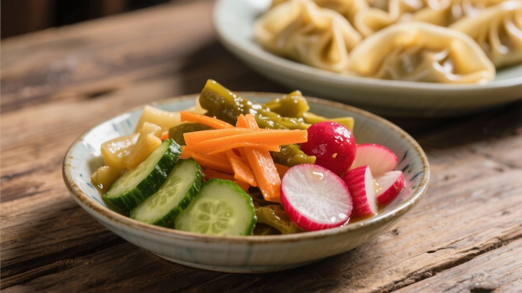 tangy pickled vegetable contrast