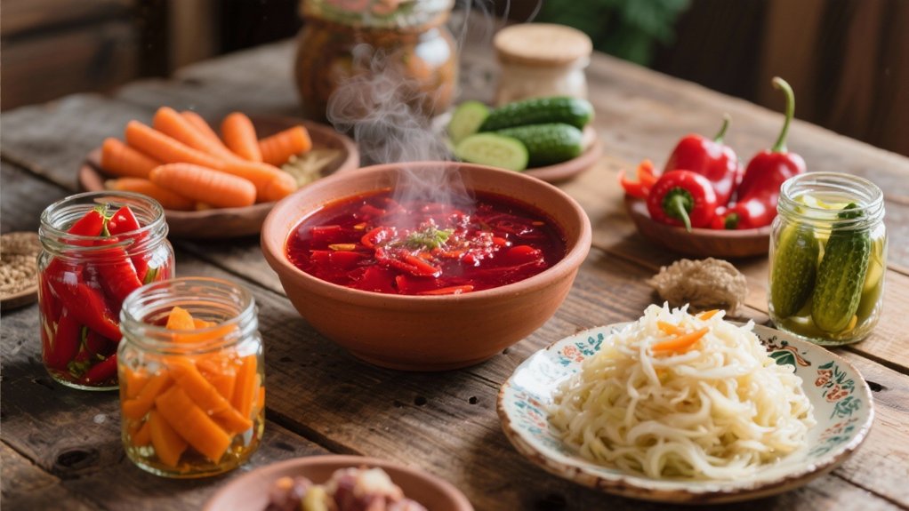 tangy pickles enhance borscht