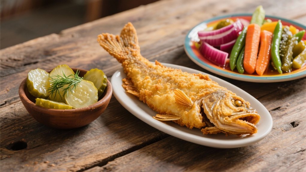 tangy pickles enhance catfish