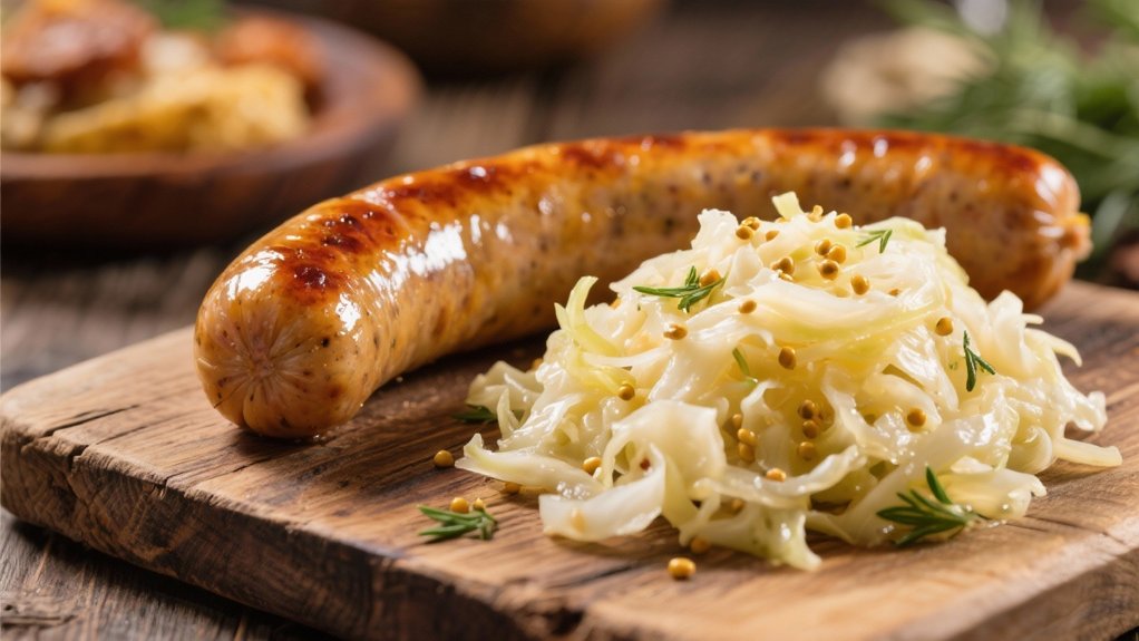 tangy sauerkraut complements sausage