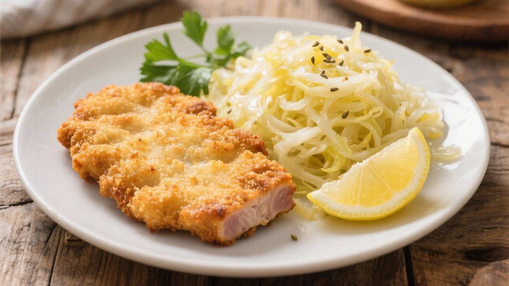 tangy sauerkraut complements schnitzel