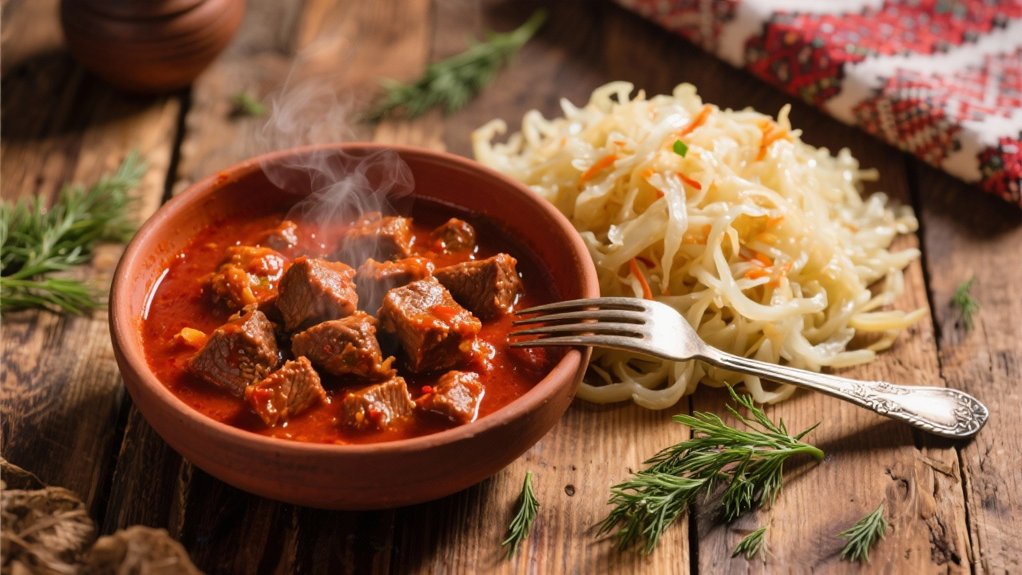 tangy sauerkraut enhances goulash