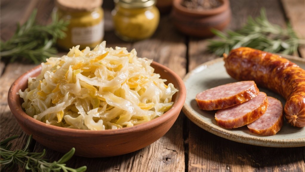 tangy sauerkraut enhances sausage