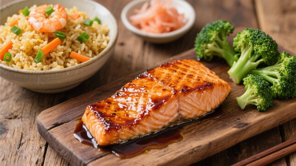 teriyaki salmon with fried rice