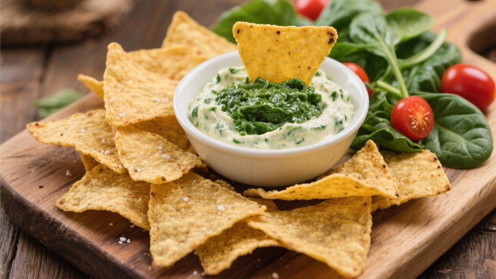 thick chips enhance spinach dip