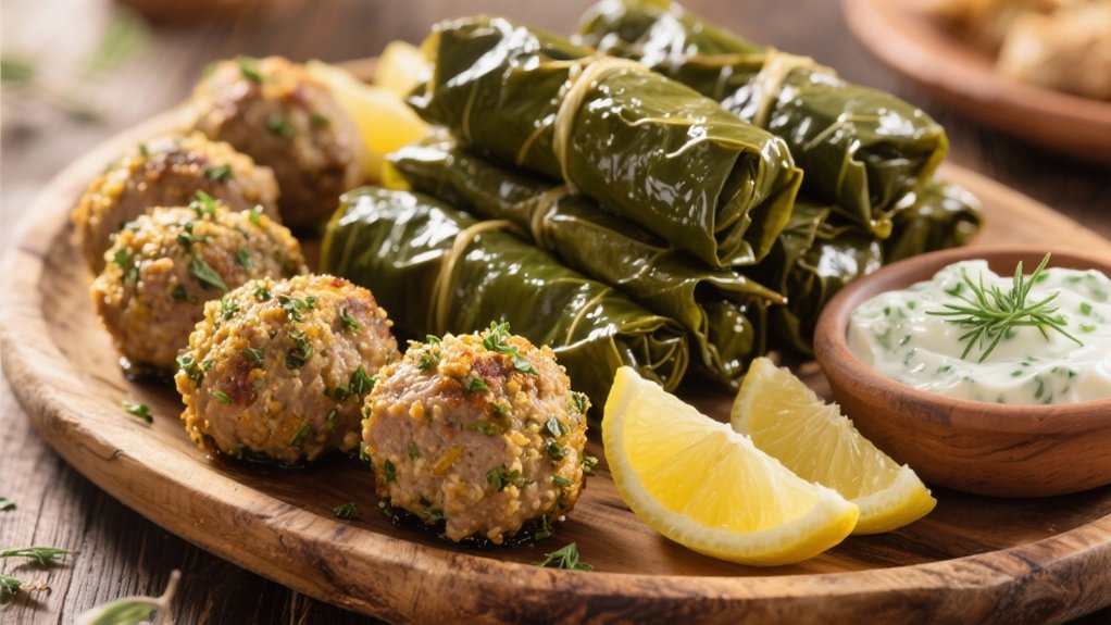 traditional mediterranean stuffed grape leaves