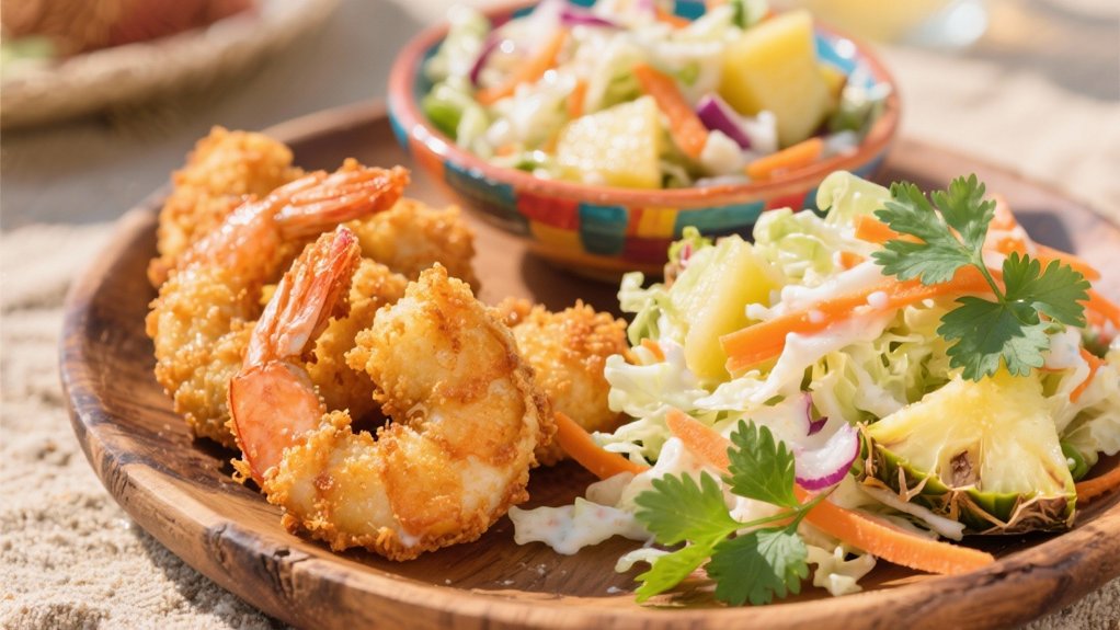 tropical coleslaw complements shrimp