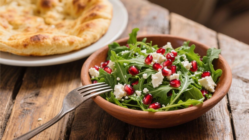 vibrant arugula pomegranate salad