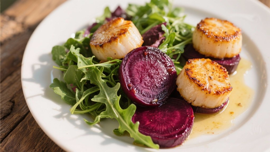 vibrant beet and arugula salad