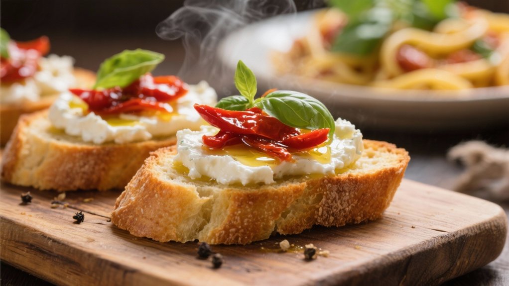 vibrant crostini with cheese