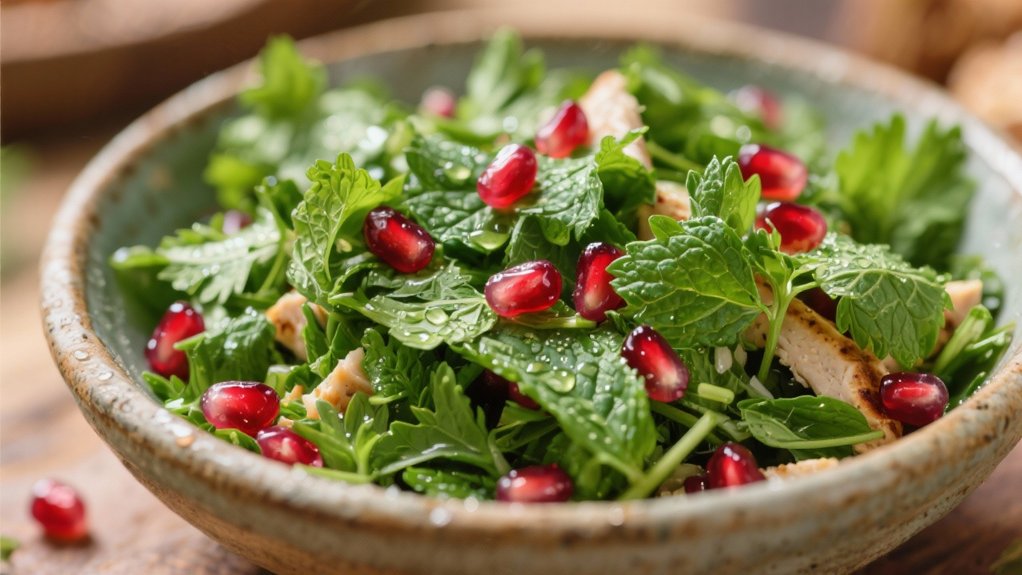 vibrant herb pomegranate salad