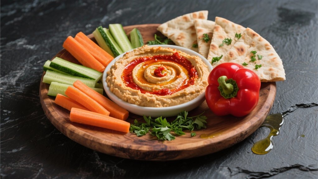 vibrant roasted red pepper platter