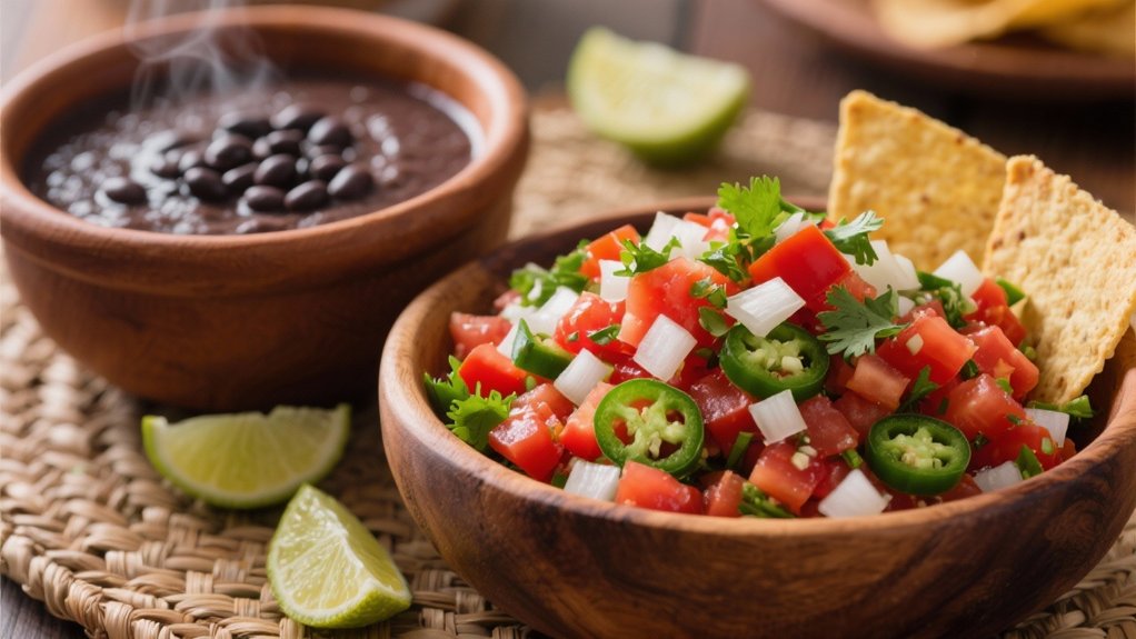 vibrant salsa enhances soup